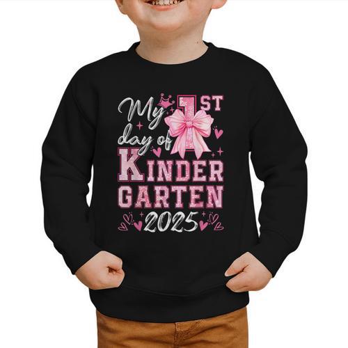 My 1st Day Of Kindergarten 2025 Back To School Girls Graphic Toddler Sweatshirt - Savourry