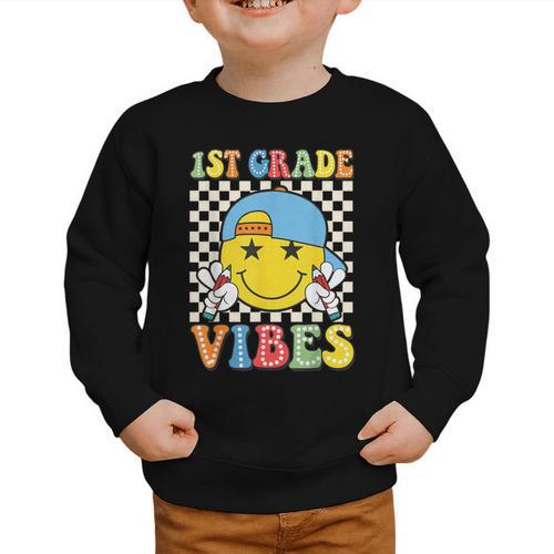 1st Grade Vibes Kids Back To School Class First Grade Boys Graphic Toddler Sweatshirt - Savourry