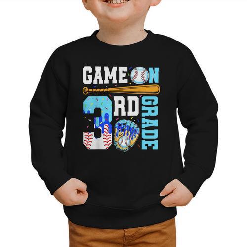 3rd Grade Back To School Baseball Drip Ice Cream Game On Graphic Toddler Sweatshirt - Savourry