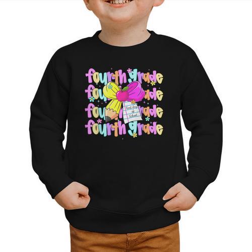 4th Grade For Girls Back To School First Day Fourth Grade Graphic Toddler Sweatshirt - Savourry