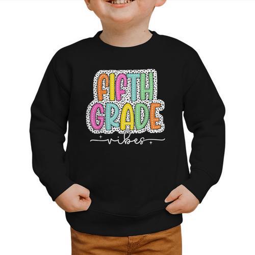 5th Fifth Grade Vibes Back To School Dalmatian Dots Graphic Toddler Sweatshirt - Savourry