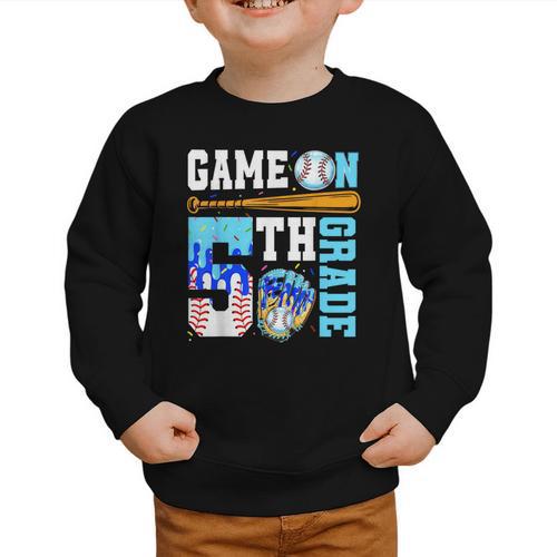 5th Grade Back To School Baseball Drip Ice Cream Game On Graphic Toddler Sweatshirt - Savourry