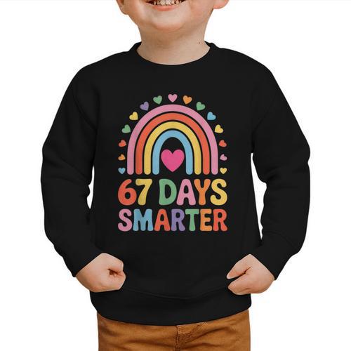 67 Days Smarter Rainbow For Back To School Kids Graphic Toddler Sweatshirt - Savourry