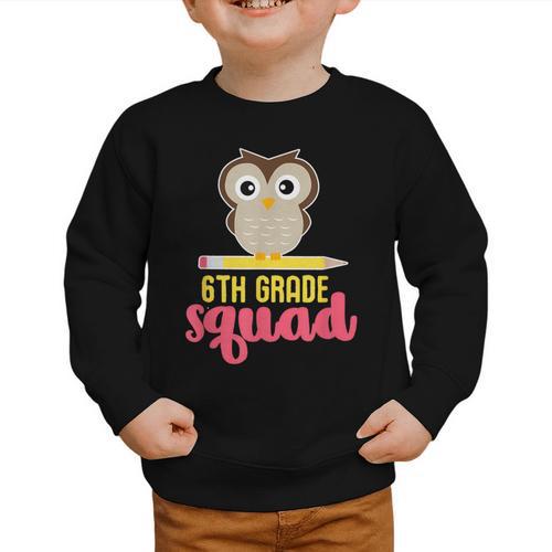 6th Grade Squad Back To School Owl & Pencil Graphic Toddler Sweatshirt - Savourry