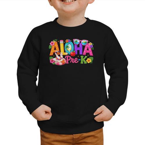 Aloha Pre-K Tropical Floral Beach Silly Goose Back To School Graphic Toddler Sweatshirt - Savourry