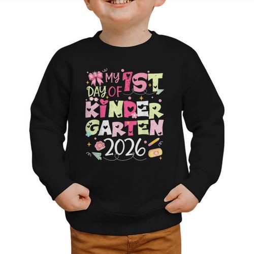 Back To School My 1st Day Of Kindergarten 2026 Bow Graphic Toddler Sweatshirt - Savourry