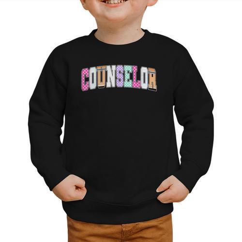 Back To School Counselor Preppy Checkered Counselor Life Graphic Toddler Sweatshirt - Savourry