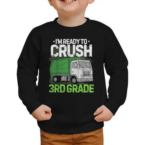 Back To School First Day Of 3rd Grade Garbage Truck Boys Graphic Toddler Sweatshirt - Savourry