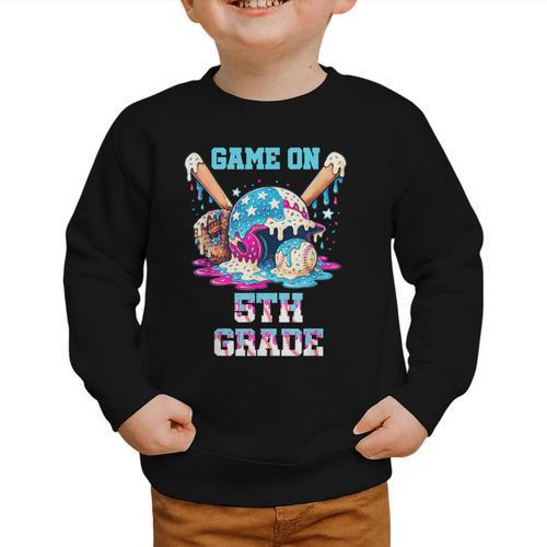 Back To School Game On Fifth Grade Baseball First Day Boys Graphic Toddler Sweatshirt - Savourry