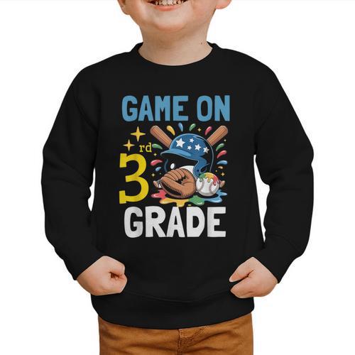 Back To School Game On Third Grade Baseball First Day Boys Graphic Toddler Sweatshirt - Savourry