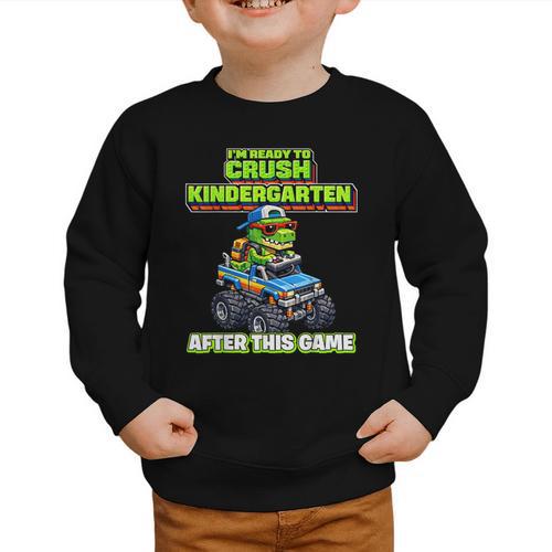 Back To School Kindergarten Retro Monster Truck Dinosaur Boy Graphic Toddler Sweatshirt - Savourry