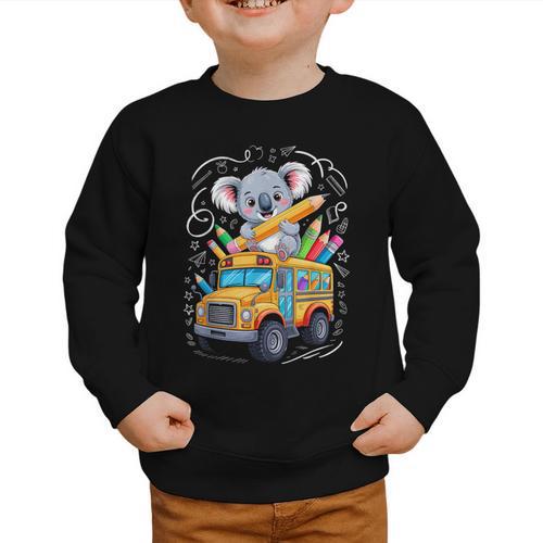 Back To School Koala School Bus 100 Days Of School Graphic Toddler Sweatshirt - Savourry