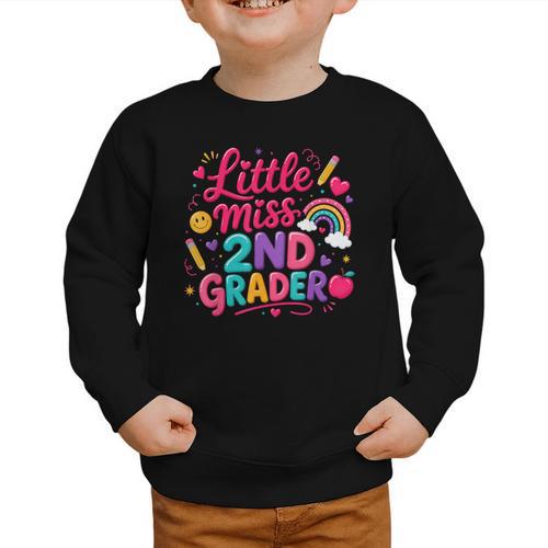 Back To School Little Miss 2nd Grader Rainbow Girl Graphic Toddler Sweatshirt - Savourry