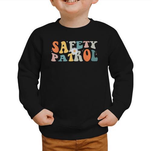 Back To School Student Safety Patrol Groovy Retro Graphic Toddler Sweatshirt - Savourry