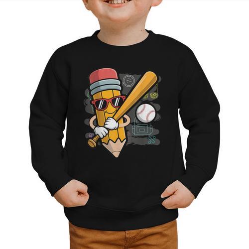 Baseball Player Pencil Back To School Cute Sport Students Graphic Toddler Sweatshirt - Savourry