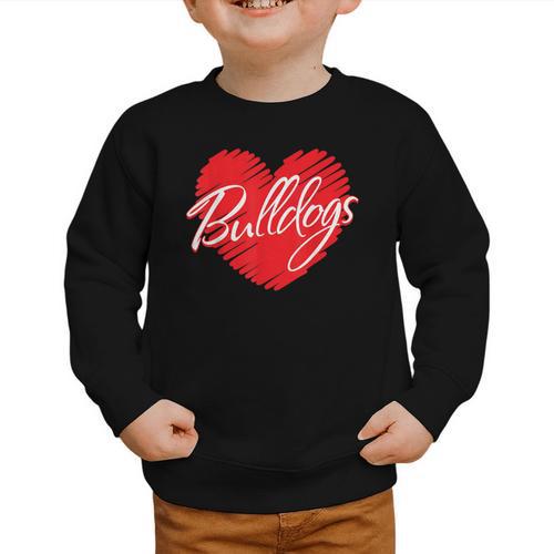 Bulldogs Heart Back To School Spirit R Graphic Toddler Sweatshirt - Savourry