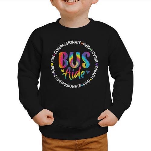 Bus Driver Aide Back To School Bus Driver Tie Dye Graphic Toddler Sweatshirt - Savourry
