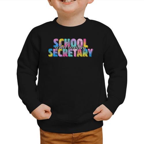 Colorful School Secretary Back To School Rainbow Graphic Toddler Sweatshirt - Savourry