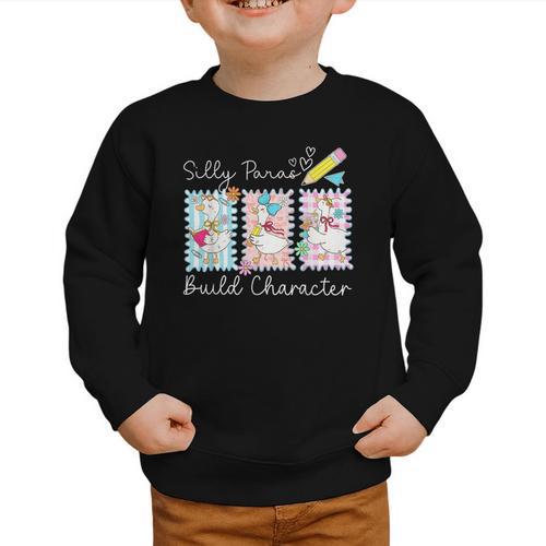 Coquette Back To School Silly Paras Build Character Graphic Toddler Sweatshirt - Savourry