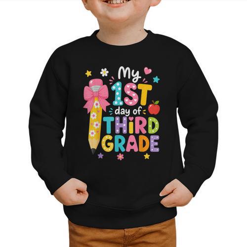 Cute My 1st Day Of Third Grade Pencil Back To School Girls Graphic Toddler Sweatshirt - Savourry
