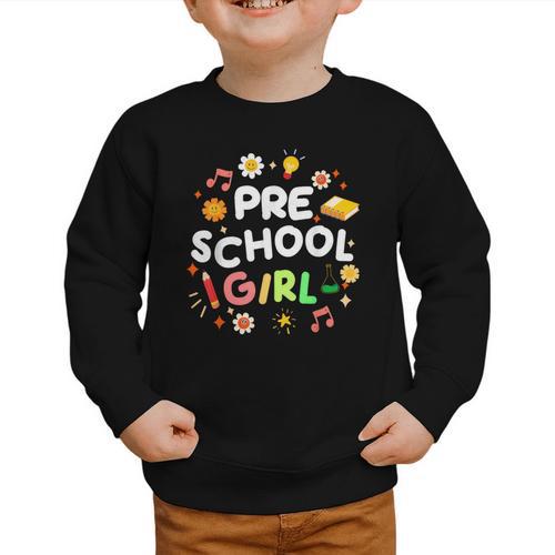 Cute Preschool Girl First Day Of School Back To School Graphic Toddler Sweatshirt - Savourry