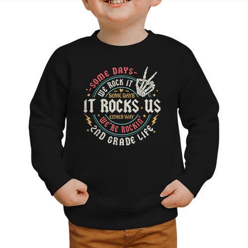 Some Days We Rock It 2nd Grade Life Back To School Graphic Toddler Sweatshirt - Savourry