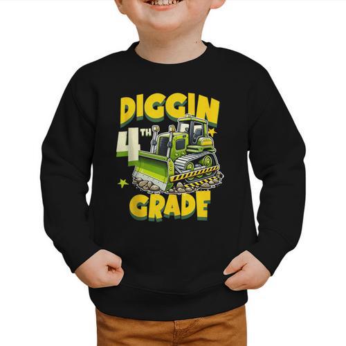 Diggin 4th Grade Bulldozer Back To School Graphic Toddler Sweatshirt - Savourry