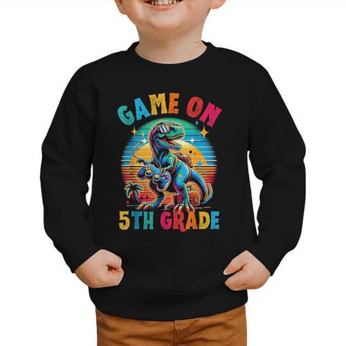 Dinosaur Video Games Back To School 5th Grade Boys Gamer Graphic Toddler Sweatshirt - Savourry