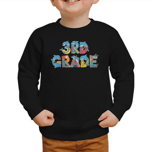 Dolphin Third Grade Back To School Kids Boys Girls Graphic Toddler Sweatshirt - Savourry