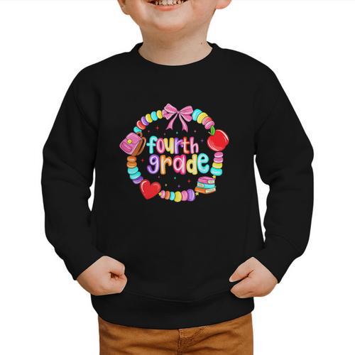 First Day Of 4th Grade Friendship Bracelet Back To School Graphic Toddler Sweatshirt - Savourry