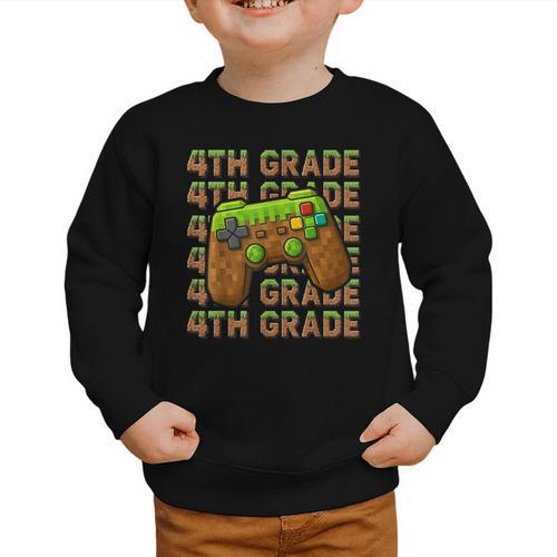First Day Of 4th Grade Level Begins Back To School Girl Boy Graphic Toddler Sweatshirt - Savourry