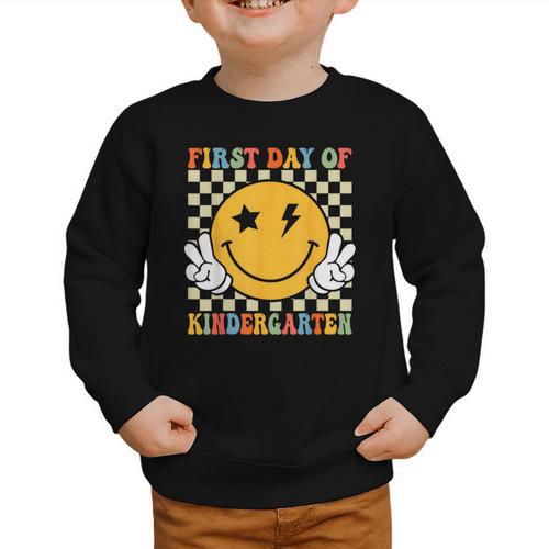 First Day Of Kindergarten Retro Back To School Girls Kids Graphic Toddler Sweatshirt - Savourry