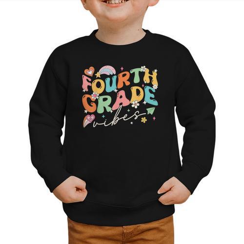 Fourth Grade Vibes 4th Grade Team Groovy Back To School Graphic Toddler Sweatshirt - Savourry