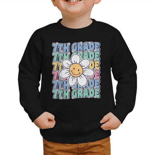 Groovy 7th Grade Back To School First Day Of Seventh Grade Graphic Toddler Sweatshirt - Savourry