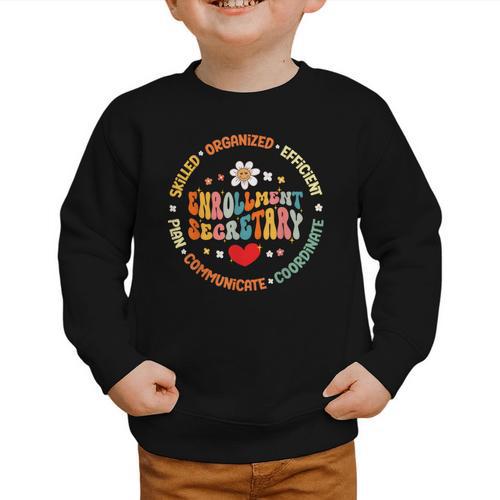 Groovy Enrollment Secretary Back To School Graphic Toddler Sweatshirt - Savourry