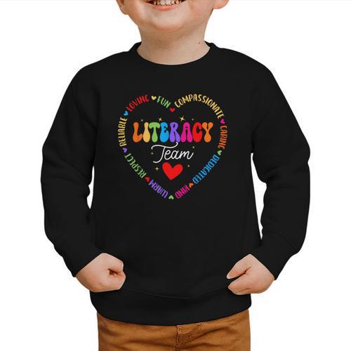 Groovy Literacy Team Reading Appreciation Back To School Graphic Toddler Sweatshirt - Savourry