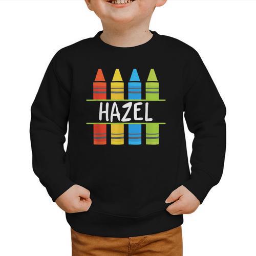 Hazel Crayon Back To School Kids Graphic Toddler Sweatshirt - Savourry