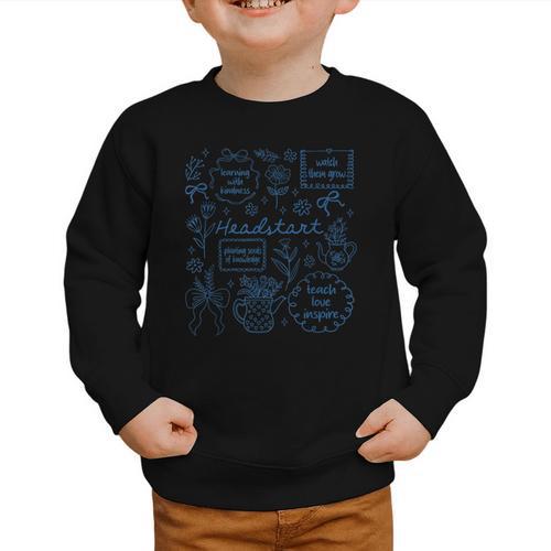Headstart Love Inspire Teach Blue Bow Back To School Graphic Toddler Sweatshirt - Savourry