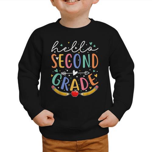 Hello 2nd Grade Tshirt Second Grade Back To School Graphic Toddler Sweatshirt - Savourry