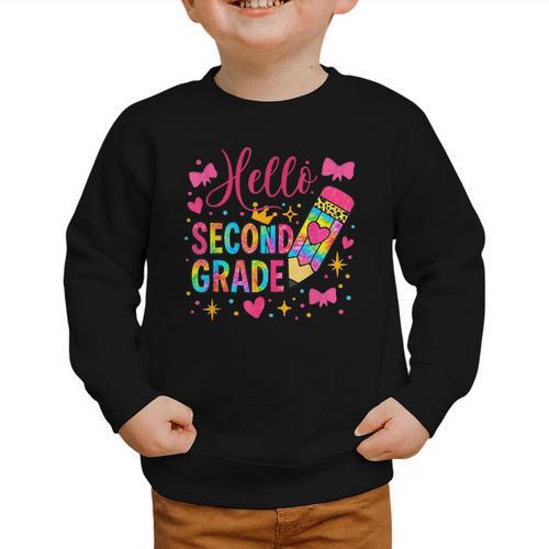 Hello Second Grade Colorful Pencil Tie Dye Back To School Graphic Toddler Sweatshirt - Savourry