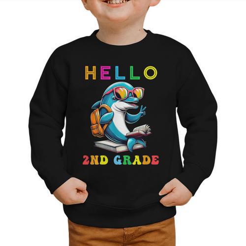 Hello Second Grade Dolphin Lover Back To School Kid Boy Girl Graphic Toddler Sweatshirt - Savourry