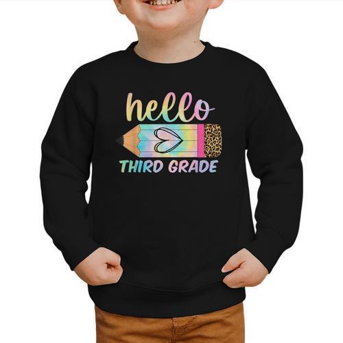 Hello Third Grade Back To School Pencil Tie Dye 3rd Grade Graphic Toddler Sweatshirt - Savourry