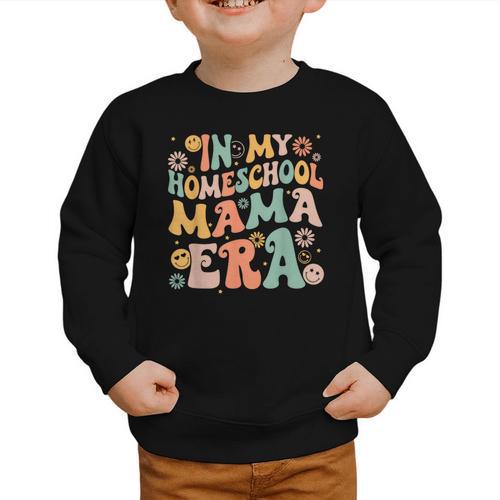 In My Homeschool Mama Era Retro Back To School Graphic Toddler Sweatshirt - Savourry