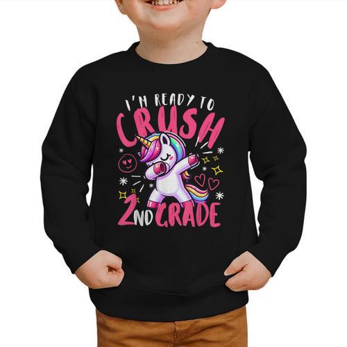 I'm Ready To Crush 2nd Grade Dabbing Unicorn Back To School Graphic Toddler Sweatshirt - Savourry