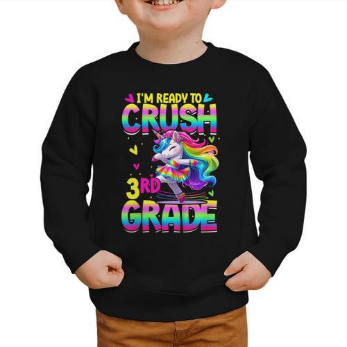 I'm Ready To Crush 3rd Grade Back To School Dancing Unicorn Graphic Toddler Sweatshirt - Savourry