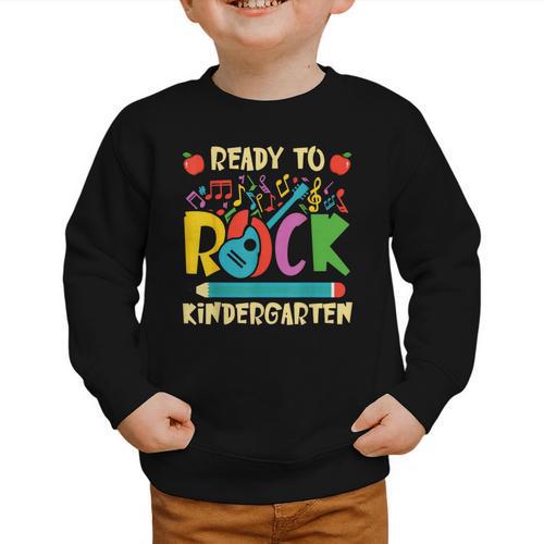 I'm Ready To Rock Kindergarten Guitar Back To School Boys Graphic Toddler Sweatshirt - Savourry