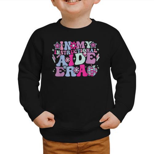 In My Instructional Aide Era Groovy Back To School Graphic Toddler Sweatshirt - Savourry