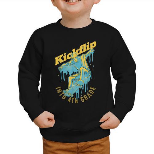 Kickflip Into 4th Grade Skateboard Lover Back To School Graphic Toddler Sweatshirt - Savourry