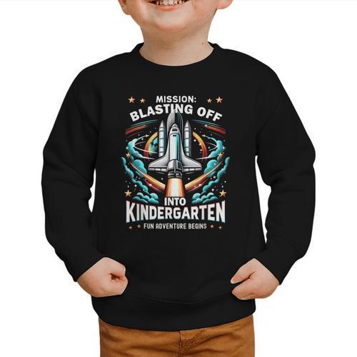 Kindergarten Back To School Rocket Blast Off Graphic Toddler Sweatshirt - Savourry