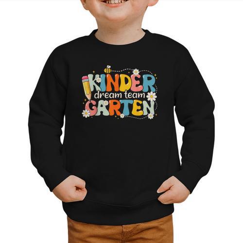 Kindergarten Dream Team Groovy Retro Children Back To School Graphic Toddler Sweatshirt - Savourry